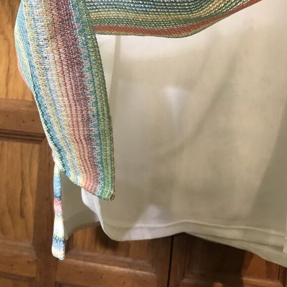 Alfred Dunner Pastel Lined Mesh Top Women's L Short Sleeve Scoop Neck Blouse - Picture 8 of 8